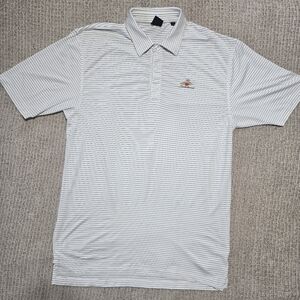 Dunning Golf Men's Striped Polo Shirt - White and Black Size XL Like NEW